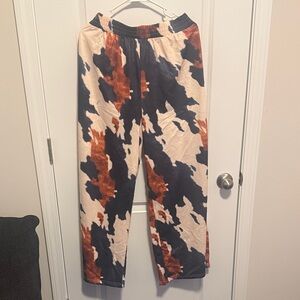 SHEIN faux suede Tie-Dye Style Elastic Waist Joggers - Cream, Black & Brown